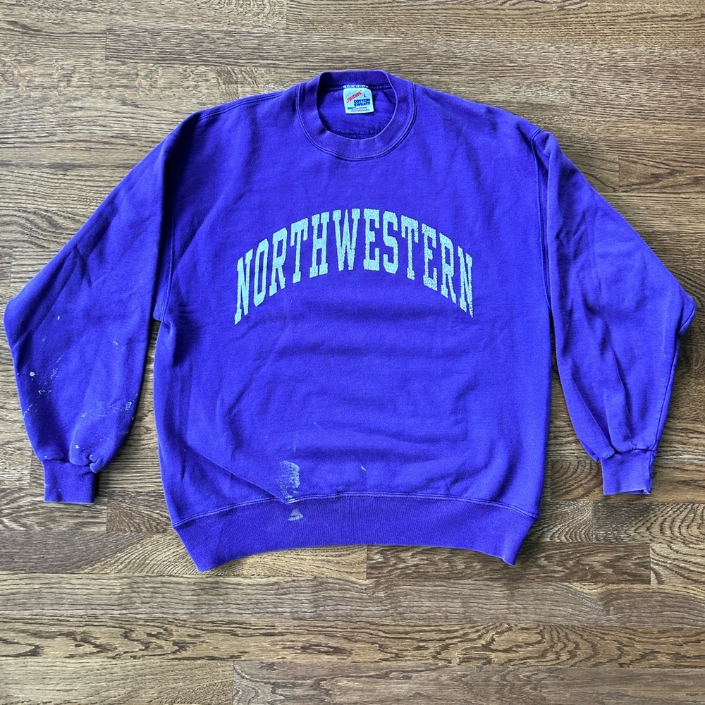 Vintage 90s Northwestern University Reverse Weave Paint Thrashed Sweatshirt